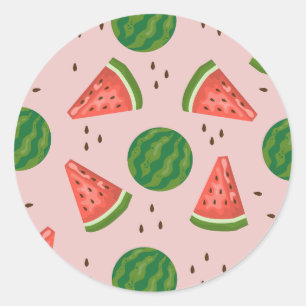 Watermeloen Slice Patroon Sap Fruit Lover Zomer Ronde Sticker