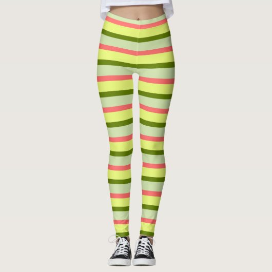Watermeloen Stripe Classic leggings horizontaal (Voorkant)