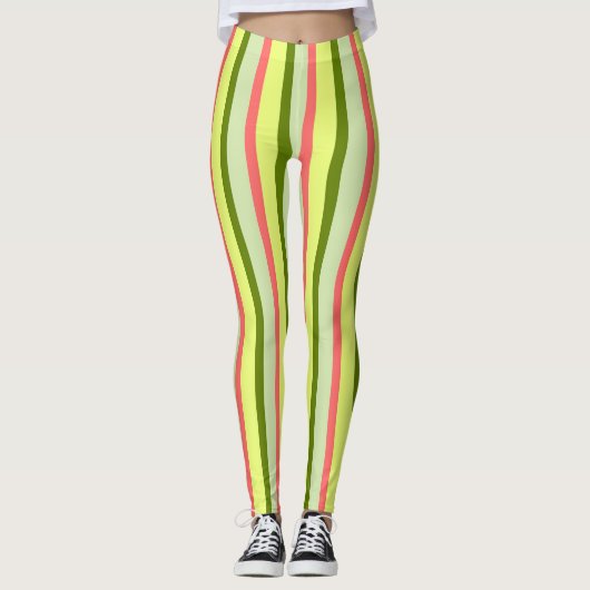 Watermeloen Stripe Classic leggings verticaal (Voorkant)