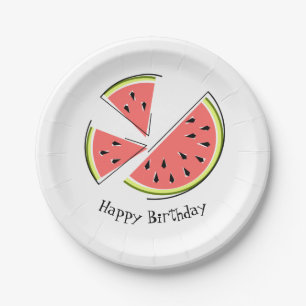 Watermeloen Stukken Happy Birthday papier borden Papieren Bordje