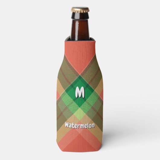 Watermeloen Tartan Fles Koelaar Flesjeskoeler (Fles Voorkant)