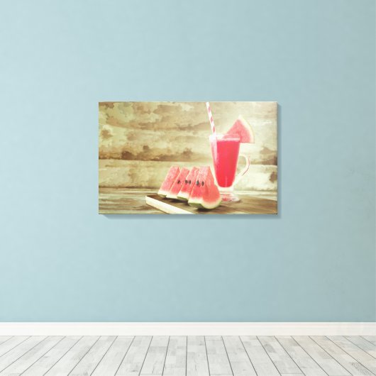 Watermeloen Verfrissing Wall Art Canvas Afdruk (Insitu (Houten vloer))