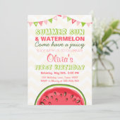 Watermeloen Verjaardag Uitnodiging Zon Zomerfeest (Staand voorkant)