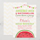 Watermeloen Verjaardag Uitnodiging Zon Zomerfeest (Voorkant / Achterkant)