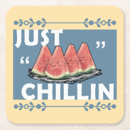 watermeloen vierkante kartonnen onderzetter