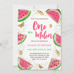 Watermeloen Vlinders Meisje 1e Verjaardag Kaart