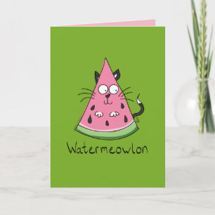 Watermeloen Watermeloen Cat Funny Wenskaart Kaart