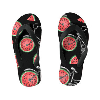 Watermeloen wielfietsen, zomer patroon. kinder teenslippers