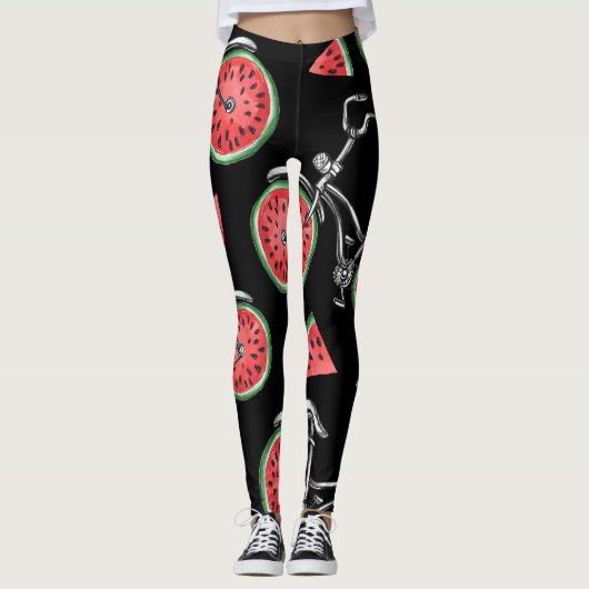 Watermeloen wielfietsen, zomer patroon. leggings (Voorkant)