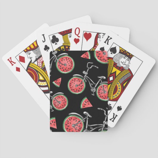 Watermeloen wielfietsen, zomer patroon. pokerkaarten (Achterkant)