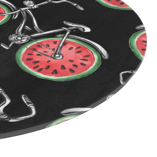 Watermeloen wielfietsen, zomer patroon. snijplank (Hoek)