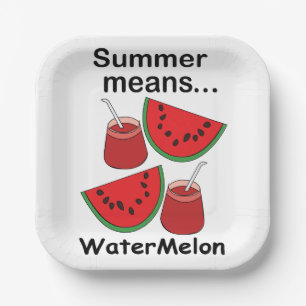 Watermeloen Zomer Betekent Watermeloen Fruit Feest Papieren Bordje