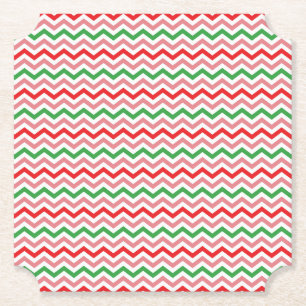 Watermeloen Zomer Zigzag Stripes Patroon-56209 Kartonnen Onderzetters