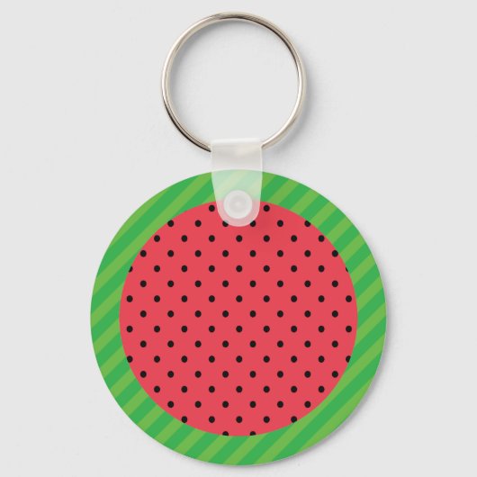 Watermeloen zomervruchten roze zwart groen sleutelhanger (Voorkant)
