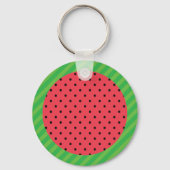 Watermeloen zomervruchten roze zwart groen sleutelhanger (Achterkant)