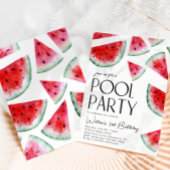 Watermeloen Zwembad Party Verjaardag Uitnodiging