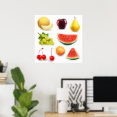 Watermeloenen Appeldruiven Cherry Pear Abriot Poster (Thuiskantoor)