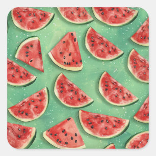 Watermeloenen Kinderen Birthday Party Vierkante Sticker