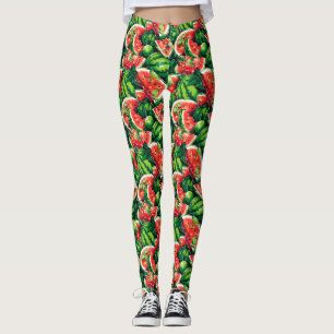 Watermeloenen, limoen, watermeloenbladeren, kleine leggings