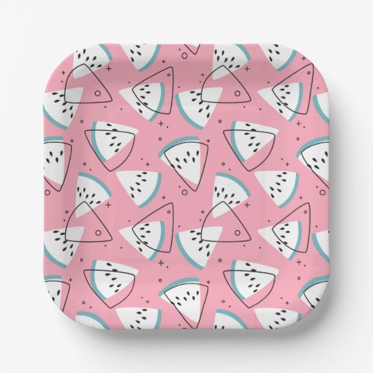 Watermeloenen met kleurrijke Waterverf Papieren Bordje (Voorkant)