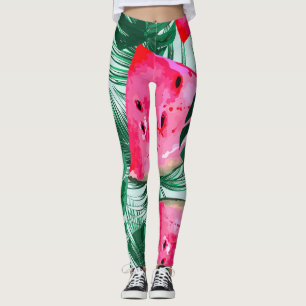 Watermeloenen, palmbladeren: tropisch naadloos pat leggings