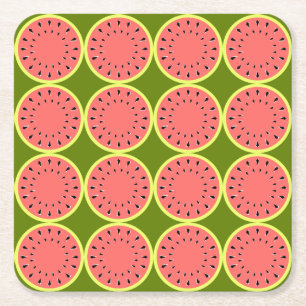 Watermeloenen Roze Multi Vierkante Kartonnen Onderzetter