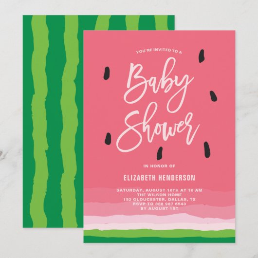 Watermeloengradiënt Modern Baby shower Kaart (Voorkant / Achterkant)
