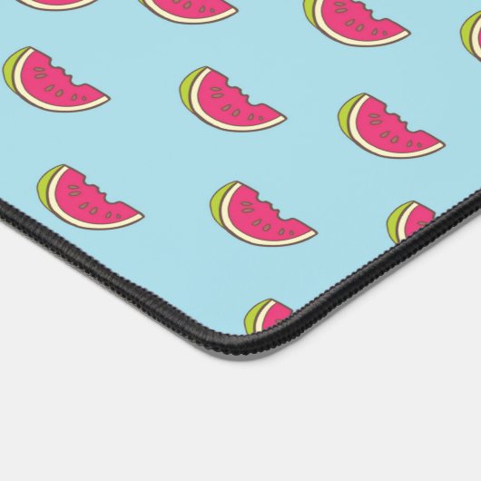 Watermeloenslagen op Blauwgroen patroon Bureaumat (Hoek)