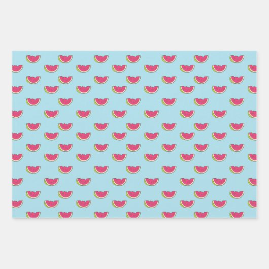 Watermeloenslagen op Blauwgroen patroon Inpakpapier Vel (Voorkant)