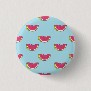 Watermeloenslagen op Blauwgroen patroon Ronde Button 3,2 Cm