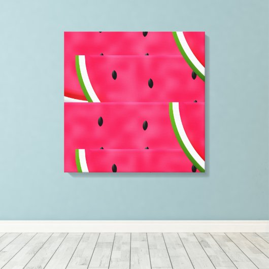 Watermeloenslagen Patroon Canvas Afdruk (Insitu (Houten vloer))