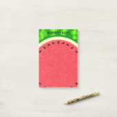 Watermeloenslantaarnzomerfruit met zwoerd post-it® notes (Op bureau)