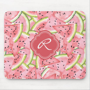 Watermeloensomer Pers Patroon met Monogram Muismat