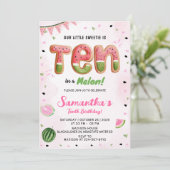 Watermelon 10th Birthday Party Invitation (Debout devant)