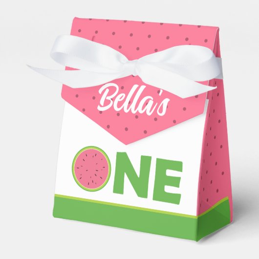 Watermelon 1st Birthday Party Gable Box for girl Bedankdoosjes (Voorkant Zijde)