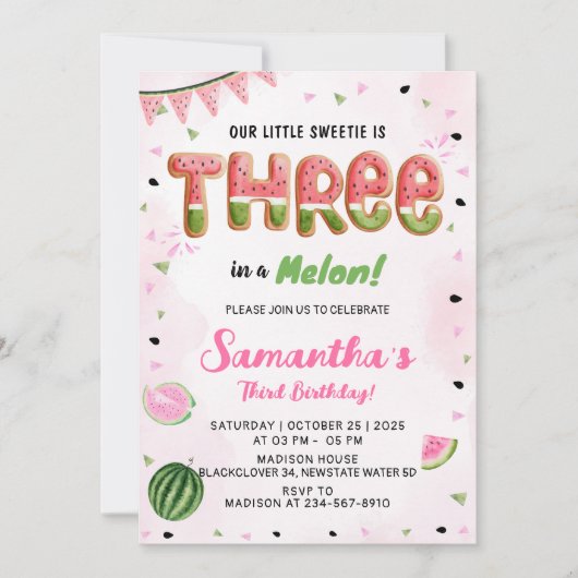 Watermelon 3e anniversaire fête Invitation (Devant)