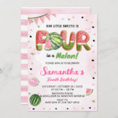 Watermelon 4 Anniversaire Fête Invitation (Devant / Derrière)