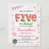 Watermelon 5th Birthday Party Invitation (Devant)