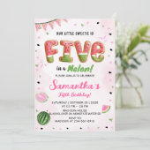 Watermelon 5th Birthday Party Invitation (Debout devant)