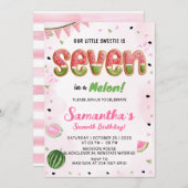 Watermelon 7th Birthday Party Invitation (Devant / Derrière)