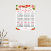 Watermelon and Pomegranate 15 Tables Seating Chart Poster (Keuken)