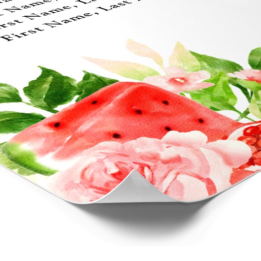 Watermelon and Pomegranate 8 Tables Seating Chart Poster (Hoek)