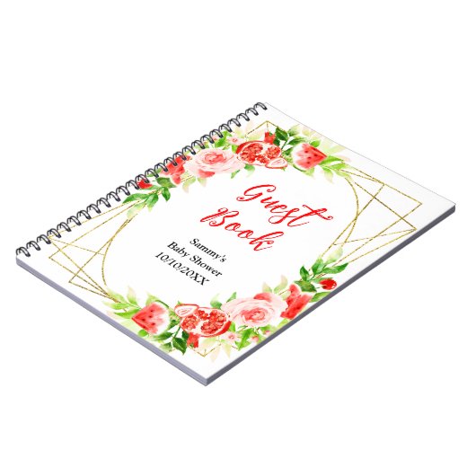 Watermelon and Pomegranate Baby Shower Guest Book Notitieboek (Linkerzijde)