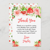 Watermelon and Pomegranate Birthday Party Bedankkaart (Voorkant / Achterkant)