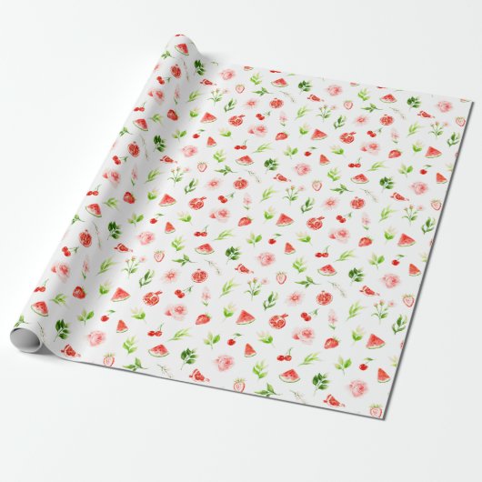 Watermelon and Pomegranate Pattern Cadeaupapier (Uitgerold)