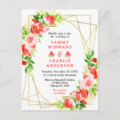 Watermelon and Pomegranate with Foliage Wedding Briefkaart (Voorkant)
