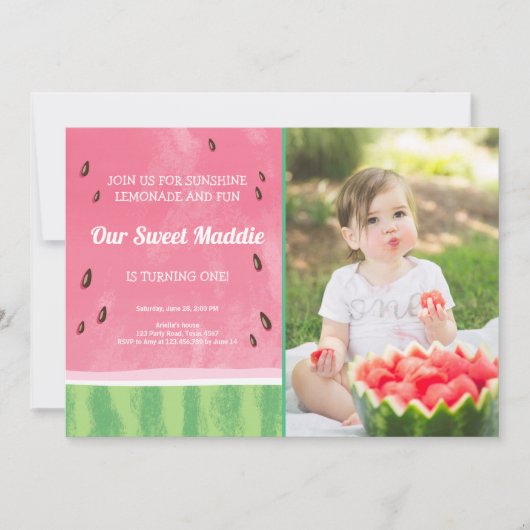 Watermelon Anniversaire Invitation Melon fête été (Devant)