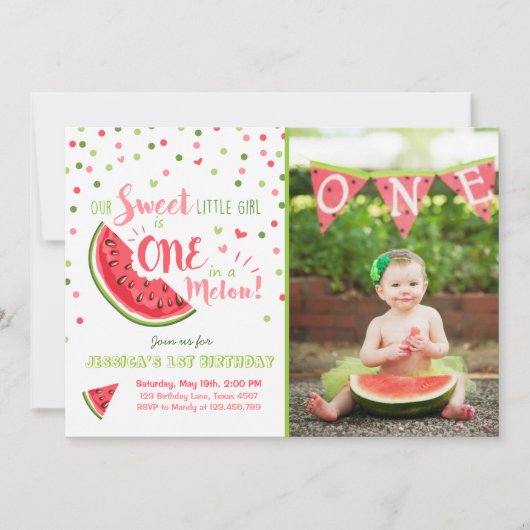 Watermelon Anniversaire Invitation Melon Summer Pa (Devant)