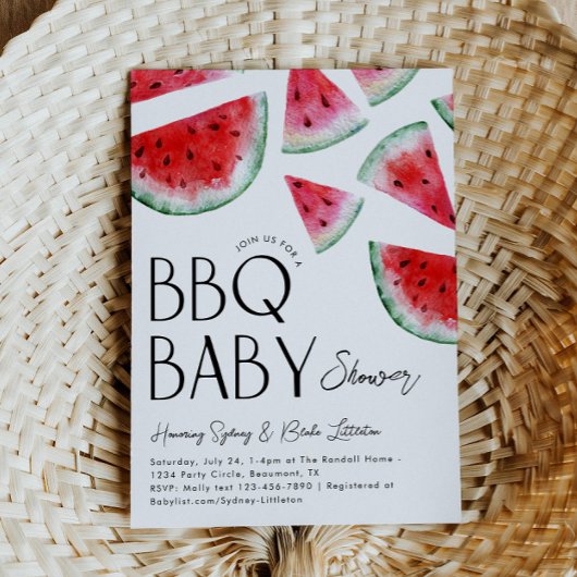 Watermelon Baby Q Baby shower Invitation