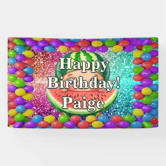 Watermelon Bannière d'anniversaire personnalisées (Horizontal)